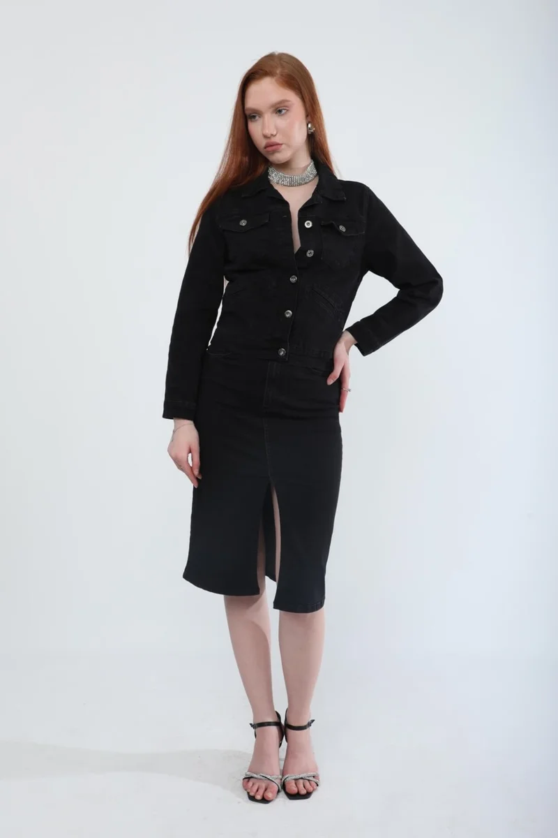 Banny Jeans Women's Pocket Detailed Slim Fit Jean Jacket Black