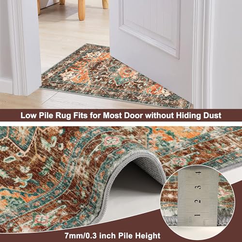 Yamaziot Washable Runner Rug, 2x12 Non-Slip Boho Vintage Hallway Rug Runner with Rubber Backing, Stain Resistant Low Pile Distressed Carpet Runner for Bedroom, Kitchen, Laundry, Entrance - Image 3