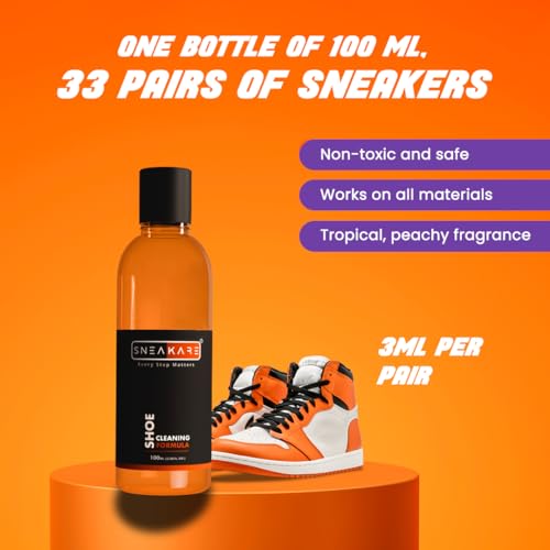 SNEAKARE Complete Shoe Cleaning Kit - 100ml Shoe Cleaner, 3 Brushes (Soft, Medium, Stiff), Microfiber Towel I RPL Spray (100ml) - Water & Stain Repellent Shoe Protector Hydrophobic Spray - Image 3