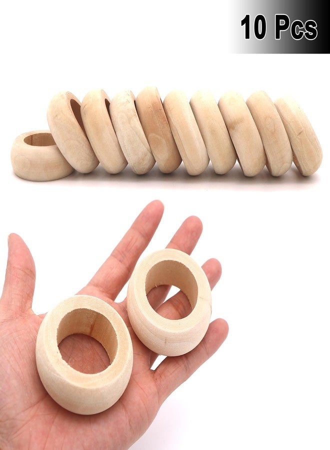 DUTWROY Wooden Napkin Rings 10pcs Natural Wood Serviette Holders Round Serviette Rings Table Decoration Napkin Ring for Party Decoration,Dinning Table,Everyday,Family Gatherings - Image 3
