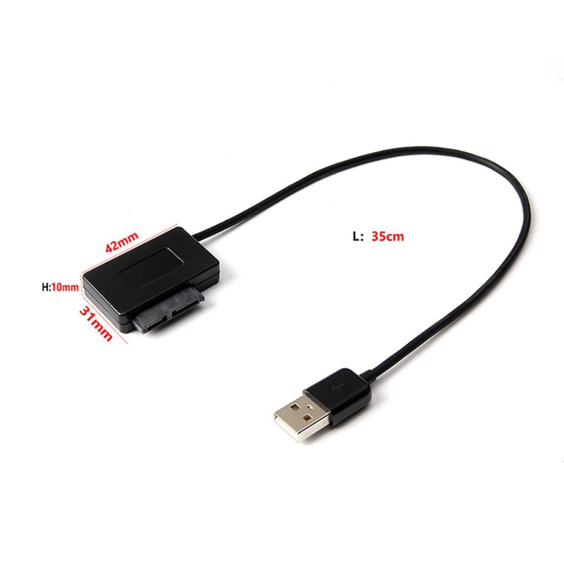 كابل محرك أقراص ضوئي MSATA إلى USB2.0: نقل ثابت بسرعة 480 ميجابيت في الثانية، لا توجد طاقة خارجية مطلوبة، توصيل واستخدام - كابل أسود صغير ومحمول لمحركات الأقراص الضوئية للأجهزة المحمولة التي تعمل بواجهة SATA من 6+7 دبوس - Image 4