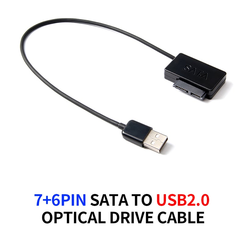 كابل محرك أقراص ضوئي MSATA إلى USB2.0: نقل ثابت بسرعة 480 ميجابيت في الثانية، لا توجد طاقة خارجية مطلوبة، توصيل واستخدام - كابل أسود صغير ومحمول لمحركات الأقراص الضوئية للأجهزة المحمولة التي تعمل بواجهة SATA من 6+7 دبوس - Image 3