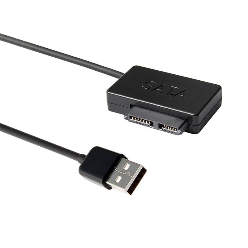كابل محرك أقراص ضوئي MSATA إلى USB2.0: نقل ثابت بسرعة 480 ميجابيت في الثانية، لا توجد طاقة خارجية مطلوبة، توصيل واستخدام - كابل أسود صغير ومحمول لمحركات الأقراص الضوئية للأجهزة المحمولة التي تعمل بواجهة SATA من 6+7 دبوس - Image 1
