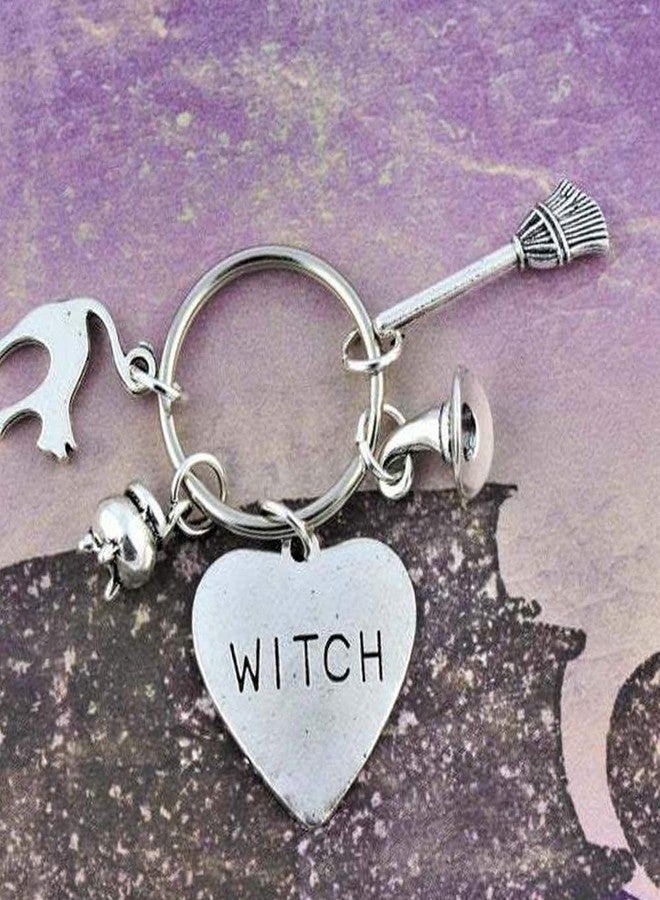 SaiDian 1 Pcs Gothic Witch Keychain Broomstick Charm Pendant Key Ring Purse Bag Hanging Keychain for Women Men Gift - Image 4