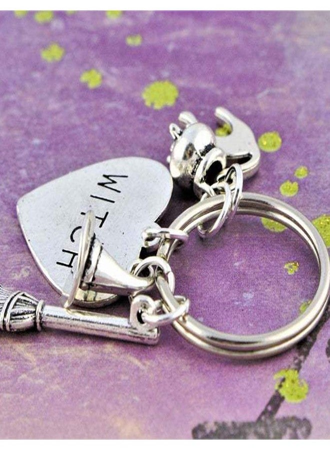 SaiDian 1 Pcs Gothic Witch Keychain Broomstick Charm Pendant Key Ring Purse Bag Hanging Keychain for Women Men Gift - Image 5