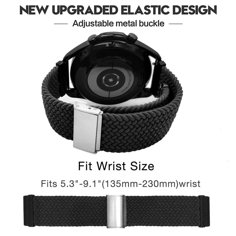 Abanen for Garmin Vivoactive 5 / Venu Sq/Venu 2 Plus Braided Loop Watch Bands  20mm Elastic Soft Stretchy Nylon Wristband Strap with Adjustable Clasp for Garmin Vivomove 3 Vivoactive 3 (Black) - Image 5