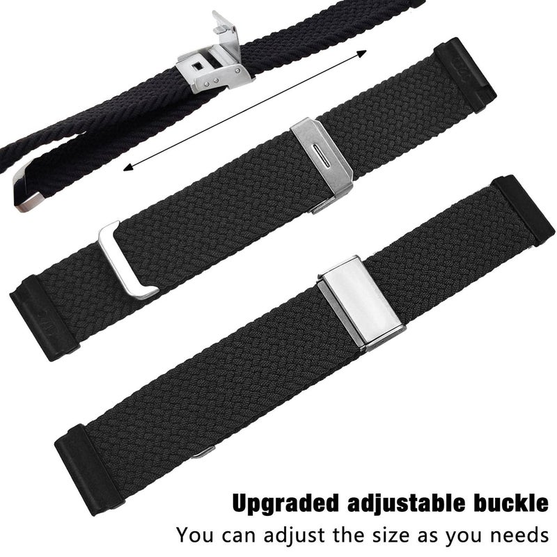 Abanen for Garmin Vivoactive 5 / Venu Sq/Venu 2 Plus Braided Loop Watch Bands  20mm Elastic Soft Stretchy Nylon Wristband Strap with Adjustable Clasp for Garmin Vivomove 3 Vivoactive 3 (Black) - Image 4