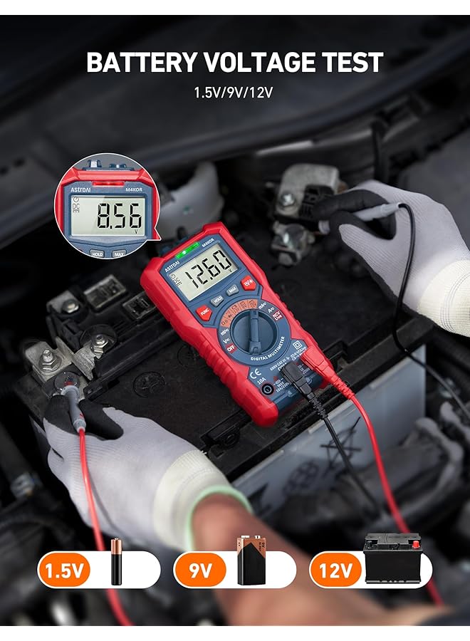Astroai Multimeter Tester, Trms 4000 Counts Volt Meter Auto-Ranging Ohmmeter Digital 1.5V/9V/12V Battery Voltage Tester Measure Voltage Current Resistance Diodes Continuity Capacitance With Ncv - Image 3