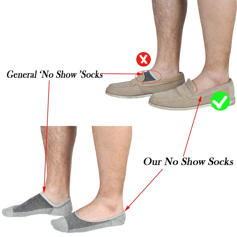 JORMATT 8 Pairs Mens Women Genuine No Show Socks Boys Sneaker Shoes Mesh Knit Low Cut Athletic Cotton Socks Non Slip, Men Shoe size 10-14 - Image 3