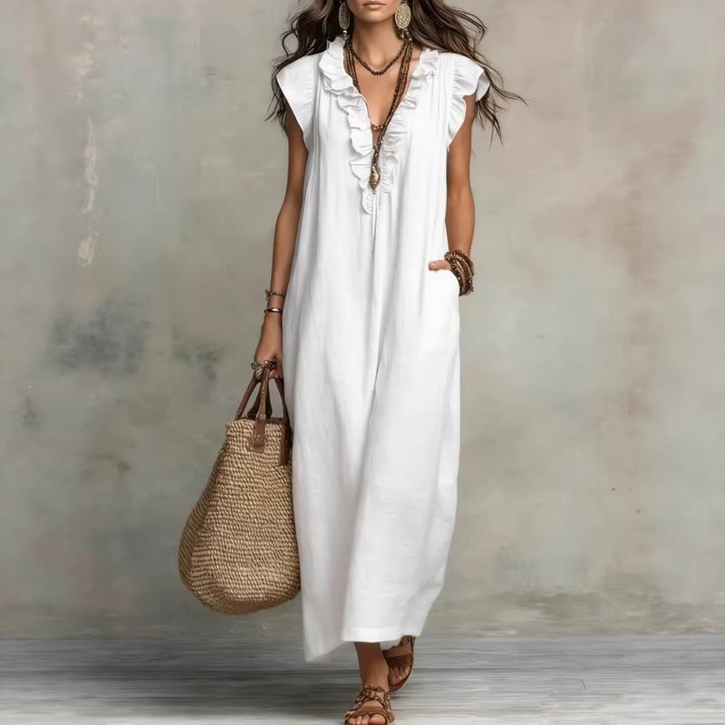 Bohemian Flutter Sleeve Maxi Dress for Women - Image 3