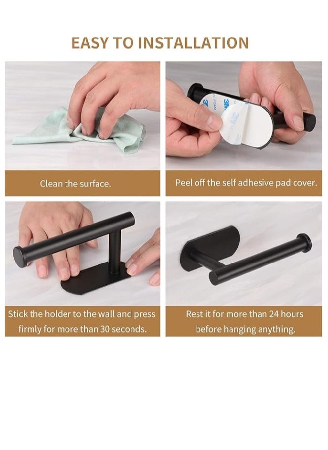 Generic - Toilet Paper Holder,Matt Black,Wall Mount,Upgraded Adhesive Toilet Paper Roll Holder,no Drilling,Bathroom/Rv/Washroom, SUS 304 Stainless Steel, Rustproof (Black, 1 Piece) - Image 1