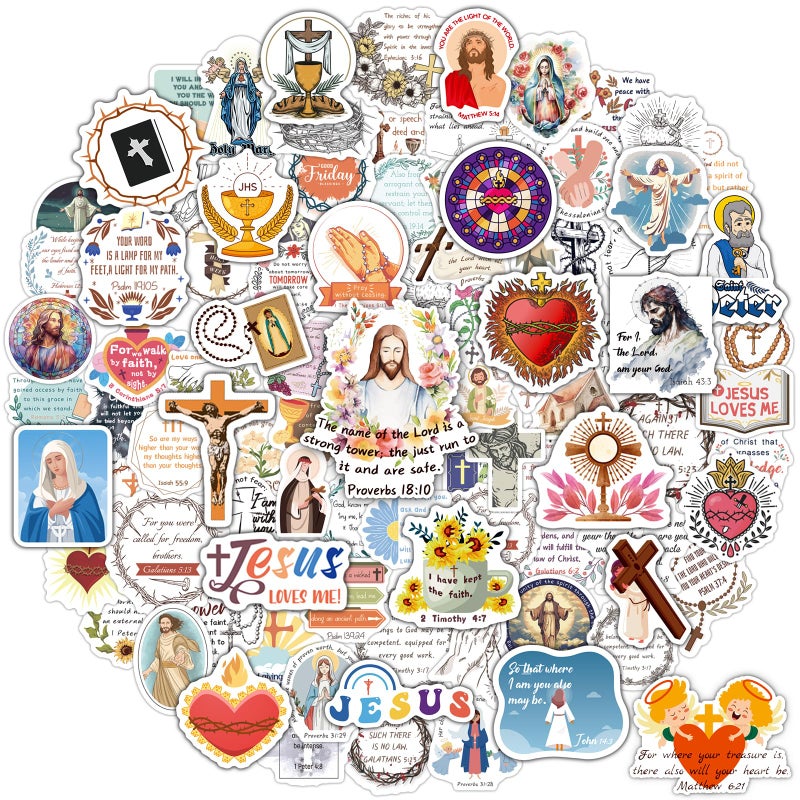 WAKEMOODEI 200PCS Catholic Stickers for Kids Religious Stickers for Water Bottle Scrapbook Bible Sticker for Adult Women Saint Catholic Gift Jesus Virgin Mary Sacred Heart - Image 2