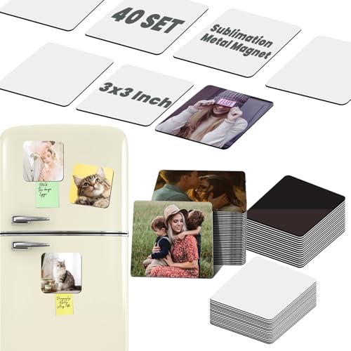 AceSubli 80 PCS Sublimation Magnet Blanks Bulk 3x3 in, 40 Metal Sublimation Blanks and 40 Soft Magnets, Square Metal Sublimation Fridge Magnet Photo Blanks for Refrigerator as Personalized Gift - Image 1