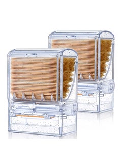 SYOSI 2 Pieces Toothpick Dispenser with Creative Clear Knob Switch Toothpick Dispenser Automatic Toothpicks Box Acrylic Toothpick Holder Decorative Toothpick Dispenser for Table Kitchen Home Restaurant  - Image 1