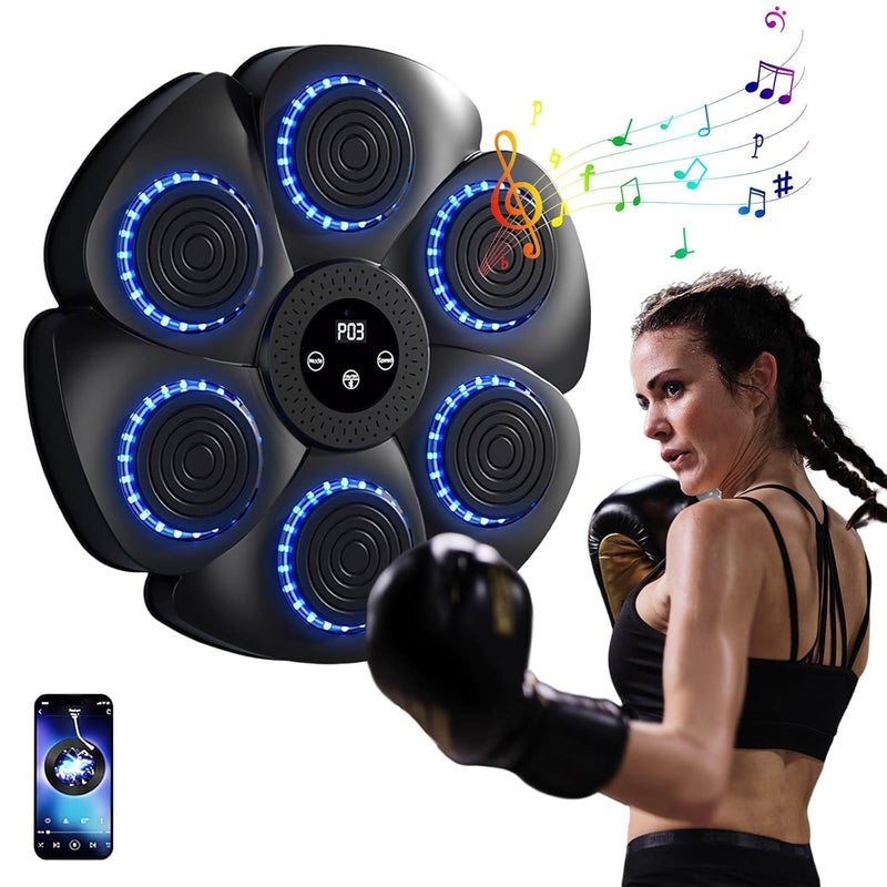 Glaceon Music Boxing Machine with 9 Speed Modes, Smart Music Boxing Machine with Bluetooth & LED Light, Boxing Machine Wall Mounted, Wall Target Training Devices for Adult Kid Home Exercises (GL-02) - Image 1