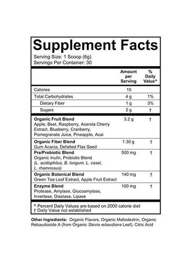 Divine Health - Organic Red Supremefood®  10 Organic Fruits + Probiotics Enzymes Herbs Fiber  Antioxidants  Nongmo Berry Flavored Blend  180G 30 Day Supply - Image 1
