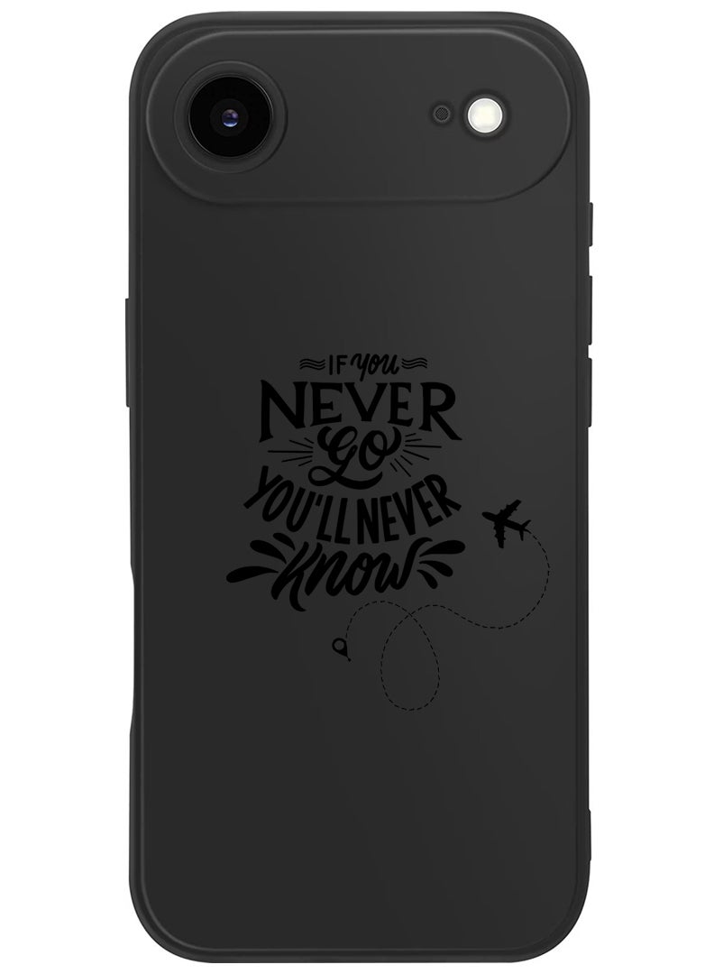 Theodor Protective Slim Fit Case Liquid Silicone Cover with Full Body Protection Anti-Scratch Shockproof Case For Apple iPhone 17 Air (Black) If you never go you will never Know - Image 1