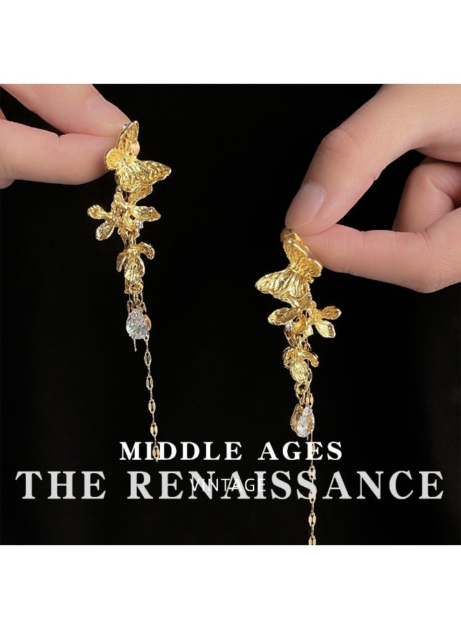 Vintage Butterfly Tassel Long Earrings | Exaggerated Retro Zircon Earrings - Image 4