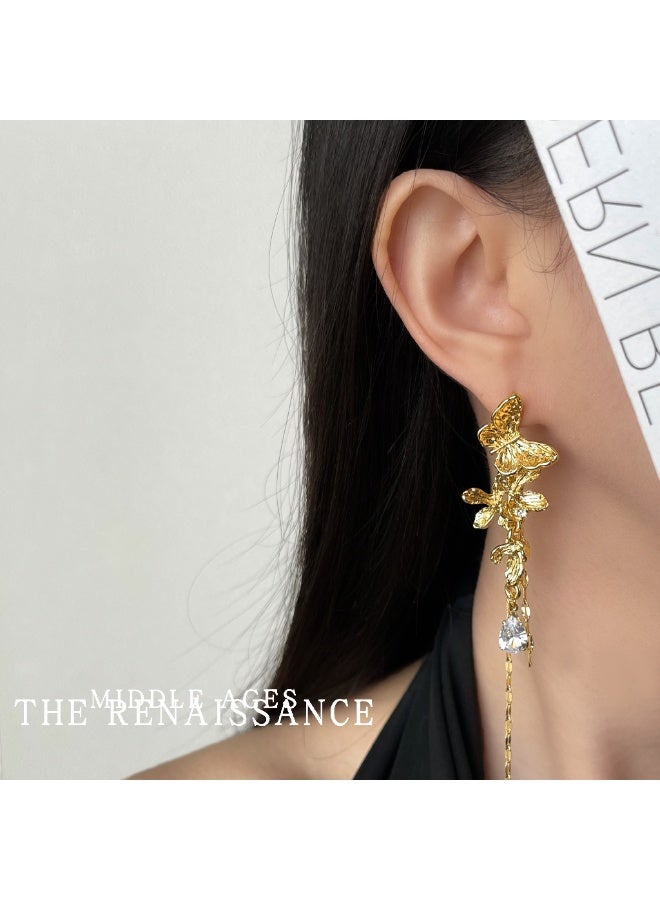 Vintage Butterfly Tassel Long Earrings | Exaggerated Retro Zircon Earrings - Image 2