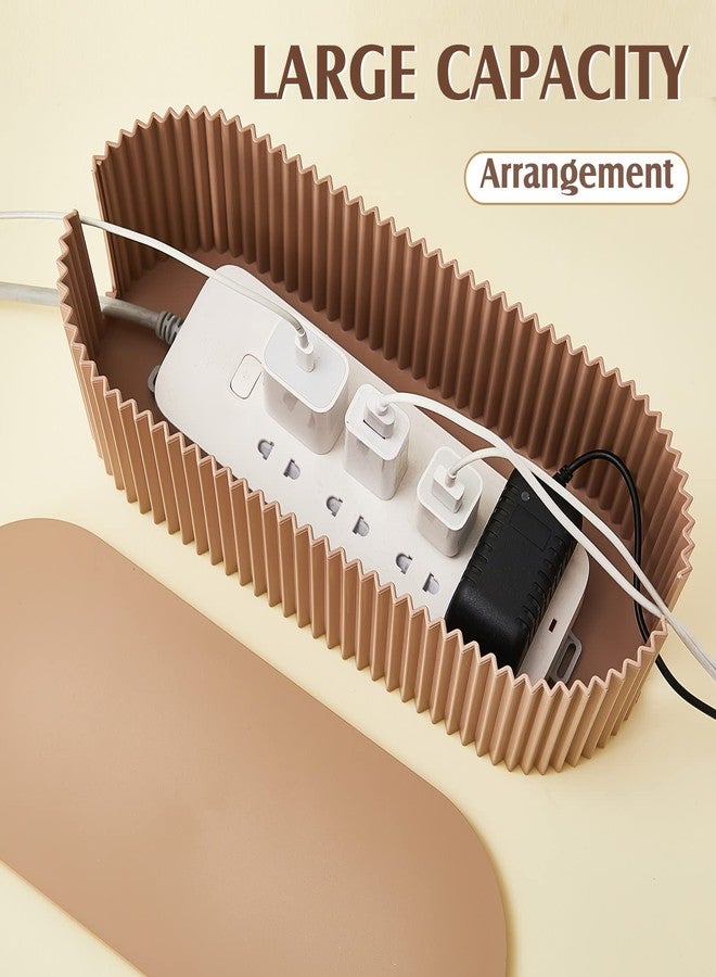Marsui 2 Pcs Cable Management Box Cord Hider Box Cord Organizer with 46 Pcs Cable Management Kit, Wire Box for Power Strips, Surge Protectors, Desk, TV Computer Wires, Home Office(Light Coffee) - Image 4