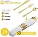 Joyido 50Guests Pre Rolled Gold Plastic Silverware Sets Heavy Duty Gold Cutlery Include 50 Pack Wrapped Disposable Utensils with Napkins for Parties Dinners Weddings - Image 4