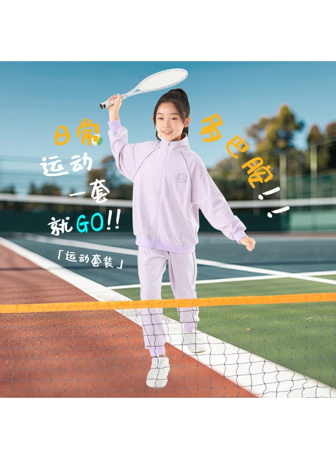 Long time companion kids' Baseball Jacket With Stand Collar, Windproof Zipper & Thickened Fleece Set For Boys & Girls In Autumn/winter - Image 2
