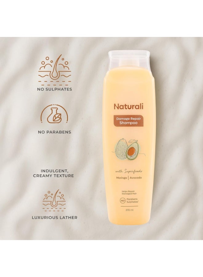طبيعي شامبو ناتشورالي لإصلاح الشعر التالف | يُحسّن الشعر التالف في 4 استخدامات فقط | بزيت الأفوكادو والمورينجا | خالٍ من الكبريتات | للنساء | شامبو للشعر المجعد والجاف | خالٍ من البارابين | 200 مل - Image 2