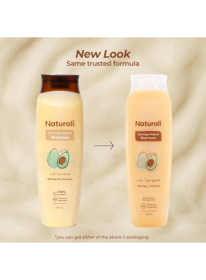 طبيعي شامبو ناتشورالي لإصلاح الشعر التالف | يُحسّن الشعر التالف في 4 استخدامات فقط | بزيت الأفوكادو والمورينجا | خالٍ من الكبريتات | للنساء | شامبو للشعر المجعد والجاف | خالٍ من البارابين | 200 مل - Image 5