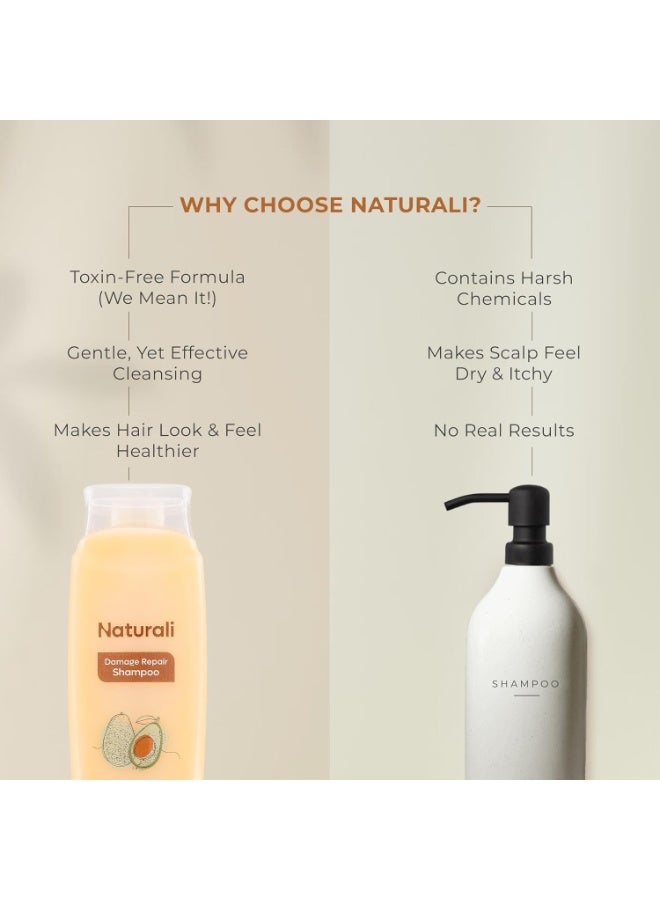 طبيعي شامبو ناتشورالي لإصلاح الشعر التالف | يُحسّن الشعر التالف في 4 استخدامات فقط | بزيت الأفوكادو والمورينجا | خالٍ من الكبريتات | للنساء | شامبو للشعر المجعد والجاف | خالٍ من البارابين | 200 مل - Image 4
