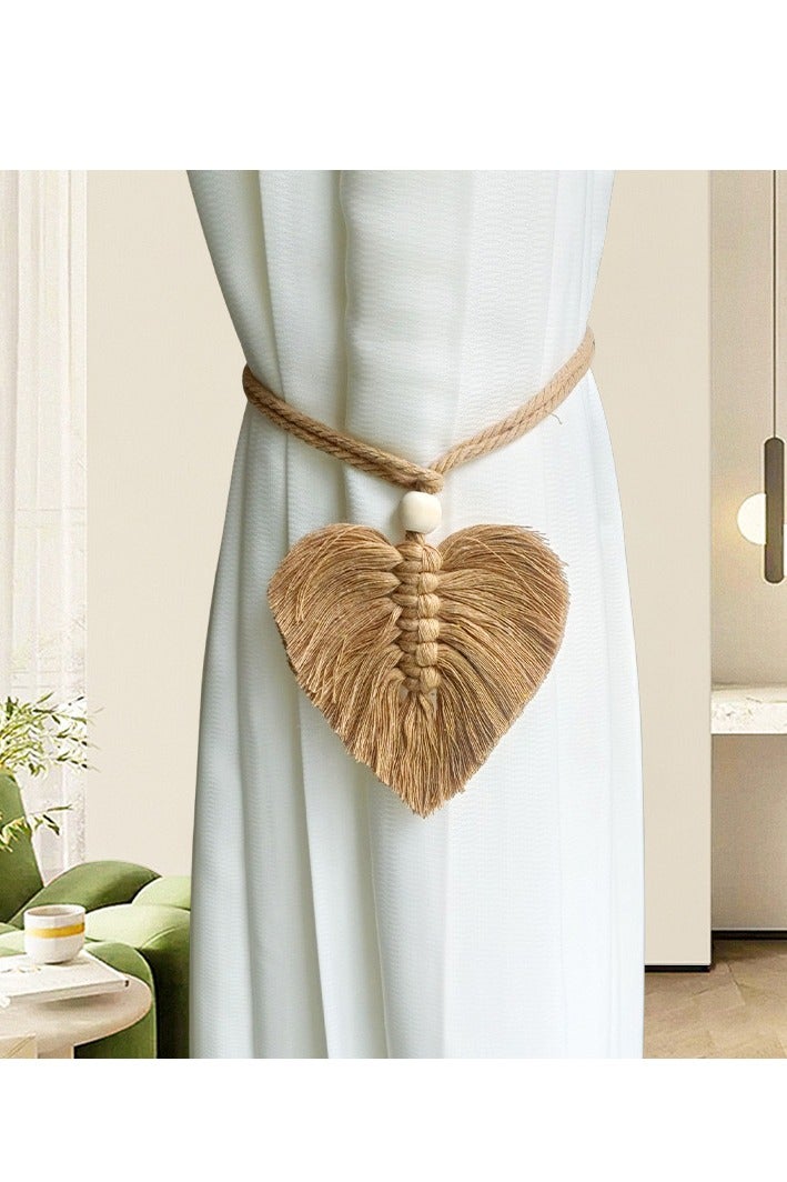 بوهو ستائر Tiebacks، حزمة من 4، ماكرام أوراق حاملي ستائر، ربطات ستائر القطن، حبل للستائر ديكور غرفة المعيشة، المكتب، غرفة النوم - Image 1