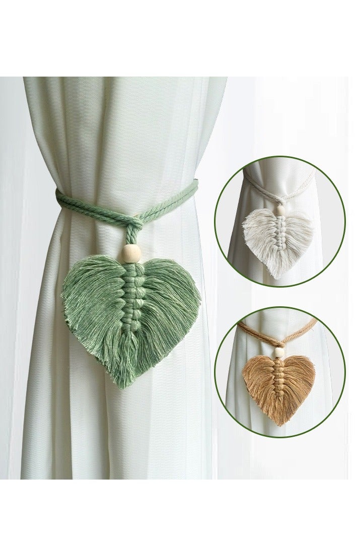 بوهو ستائر Tiebacks، حزمة من 4، ماكرام أوراق حاملي ستائر، ربطات ستائر القطن، حبل للستائر ديكور غرفة المعيشة، المكتب، غرفة النوم - Image 2