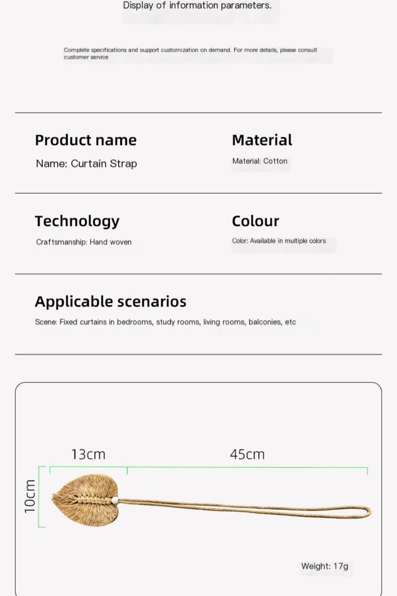 بوهو ستائر Tiebacks، حزمة من 4، ماكرام أوراق حاملي ستائر، ربطات ستائر القطن، حبل للستائر ديكور غرفة المعيشة، المكتب، غرفة النوم - Image 3