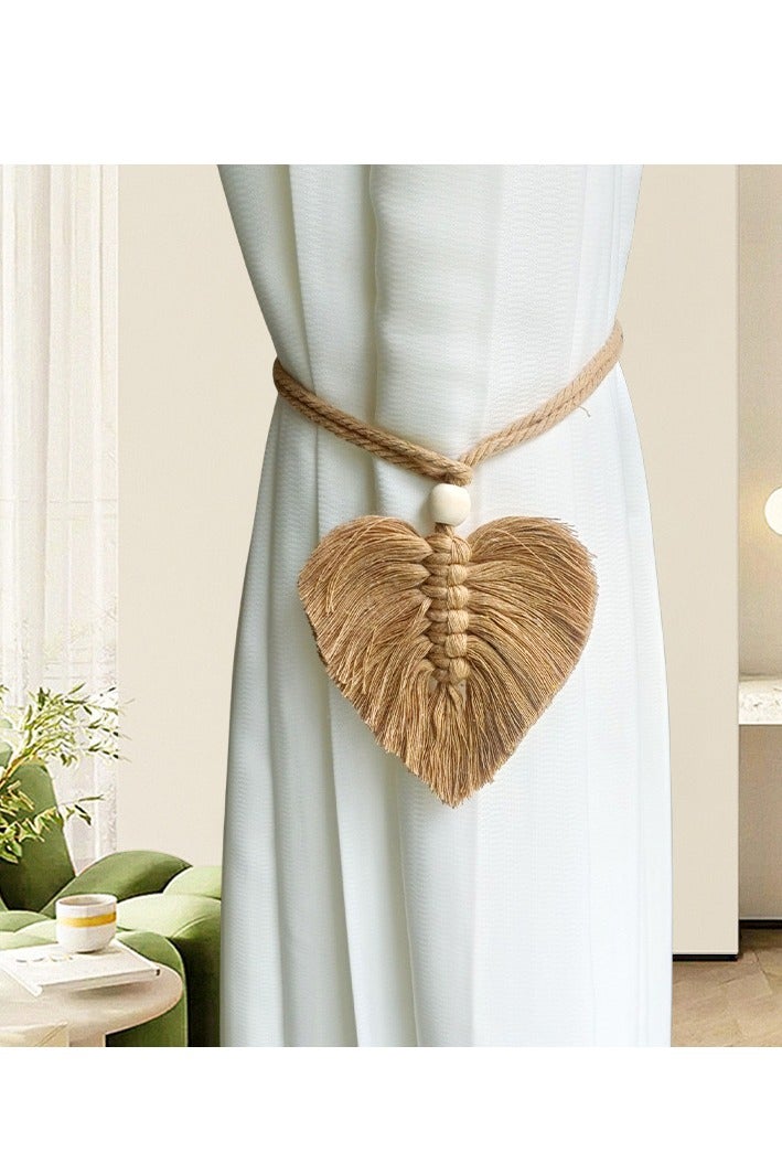 بوهو ستائر Tiebacks، حزمة من 4، ماكرام أوراق حاملي ستائر، ربطات ستائر القطن، حبل للستائر ديكور غرفة المعيشة، المكتب، غرفة النوم - Image 4