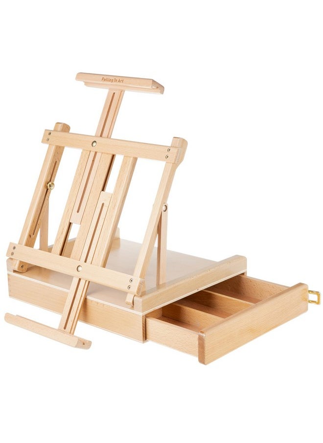 Falling In art - Falling in Art Studio Sketchbox Easel, Adjustable Beechwood Tabletop Easel Box for Painting, Portable Desktop Easel with Storage Drawer, Suitable for Beginners and Artists - Image 1