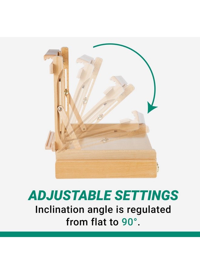 Falling In art - Falling in Art Studio Sketchbox Easel, Adjustable Beechwood Tabletop Easel Box for Painting, Portable Desktop Easel with Storage Drawer, Suitable for Beginners and Artists - Image 1