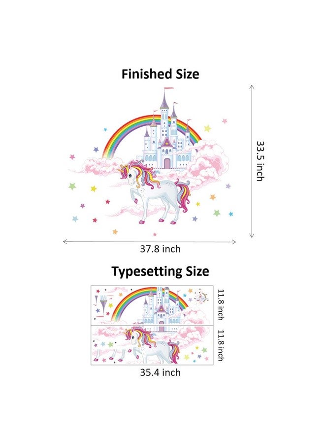 ROFARSO Colorful Unicorn Castle Stars Rainbow Clouds Large Wall Stickers Peel and Stick Removable Wall Decals DIY Decorations Decor for Nursery Baby Girls Bedroom Playroom Living Room - Image 4