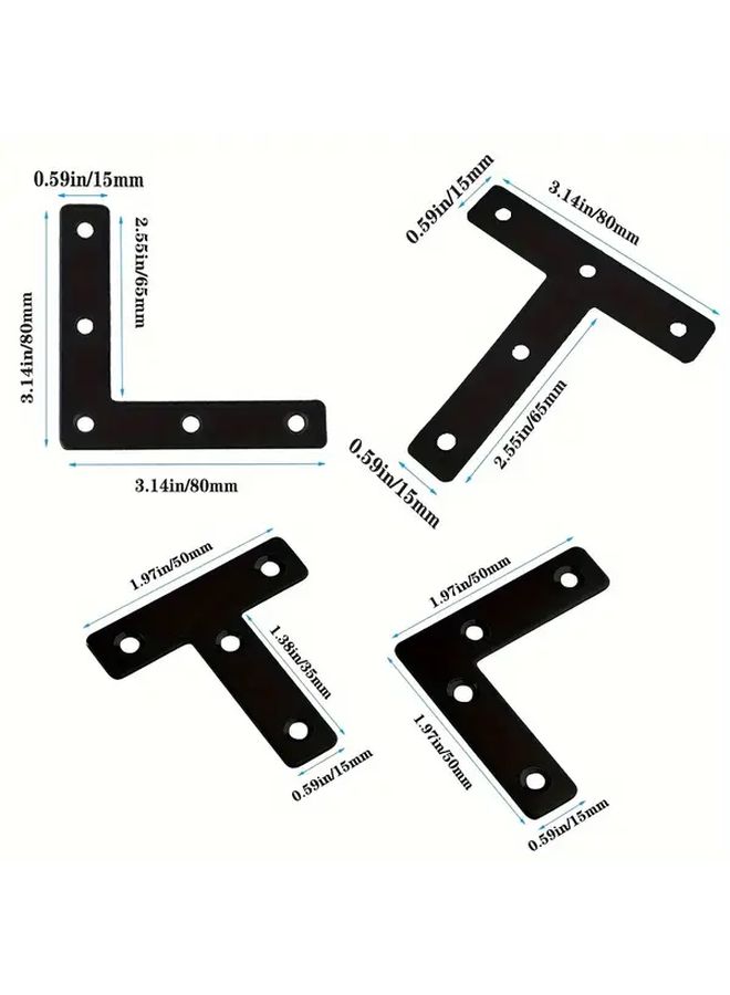 12pcs Black Stainless Steel L Bracket Set For Furniture Cabinet Support - Image 2