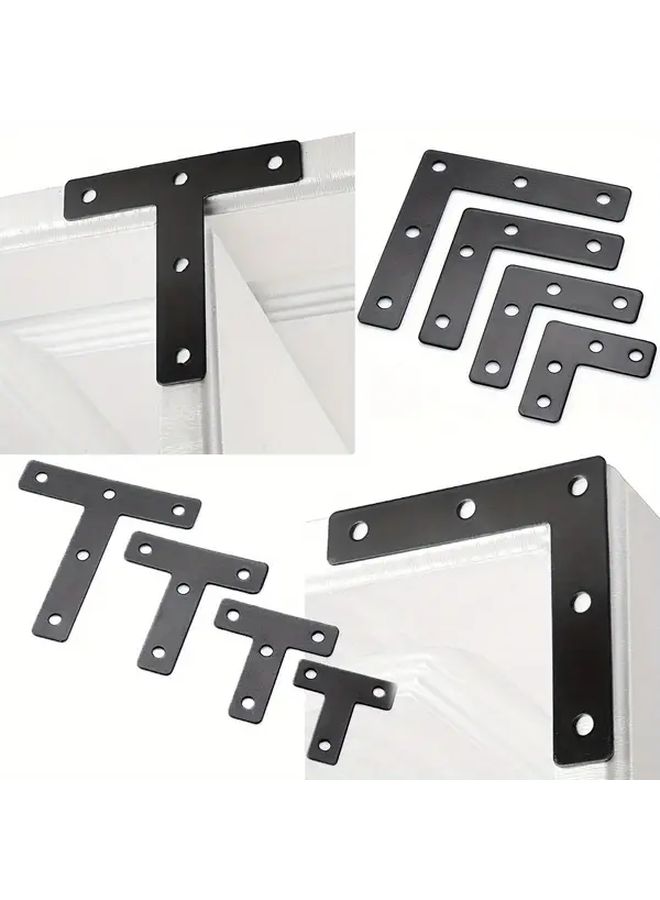 12pcs Black Stainless Steel L Bracket Set For Furniture Cabinet Support - Image 1
