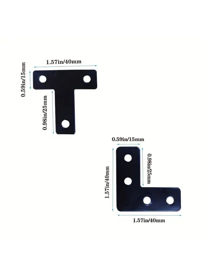 12pcs Black Stainless Steel L Bracket Set For Furniture Cabinet Support - Image 3