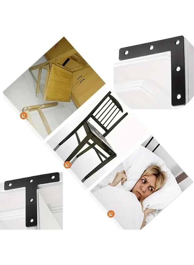 12pcs Black Stainless Steel L Bracket Set For Furniture Cabinet Support - Image 5
