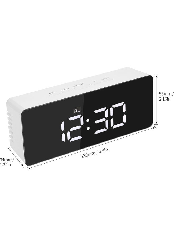 NIBEMINENT Mirror LED Alarm Clock White/Black 14.50x4.30x7.80cm - Image 3