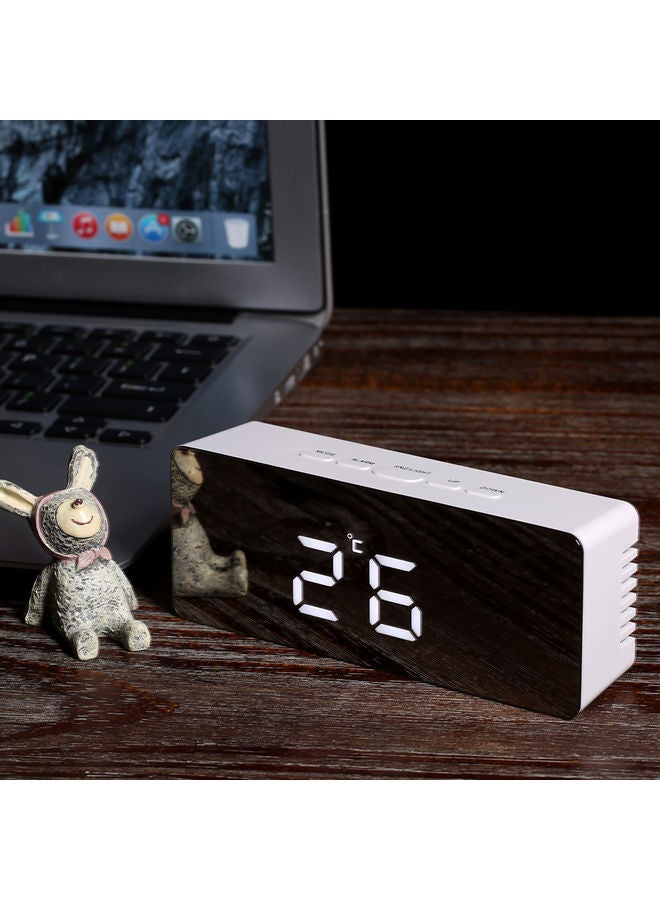 NIBEMINENT Mirror LED Alarm Clock White/Black 14.50x4.30x7.80cm - Image 4