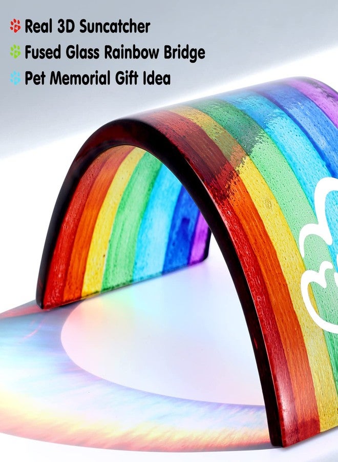 Huray Rayho Rainbow Bridge Fused Glass 3D Colorful Bridge with Sympathy Card Memorial Gift for Dog Cat Guinea Pig Lover Pet Lost Present Sorry Gift Set of 2 - Image 3