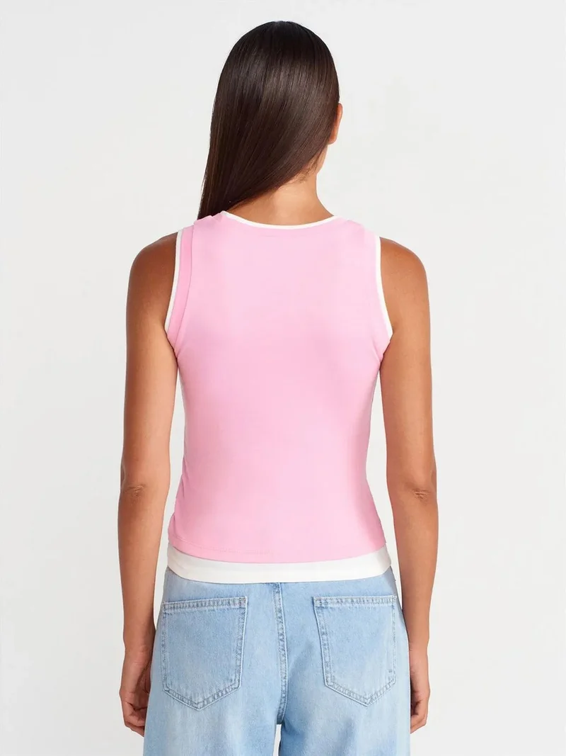 ديلفين DILVIN Sleeveless Ribbed Cotton Blouse