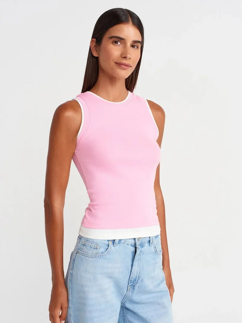 ديلفين DILVIN Sleeveless Ribbed Cotton Blouse