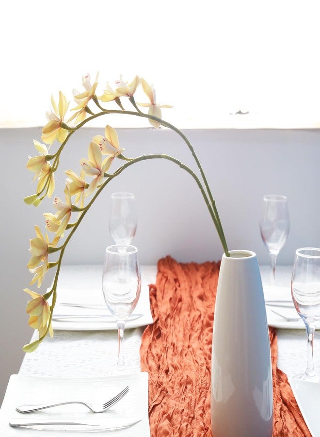 IPOPU 5 Pcs Real Touch Faux Orchid Champagne Orchid Artificial Flowers with Long Stem for Wedding Party Centerpiece Bridal Bouquet DIY Home Living Room Decoration - Image 4