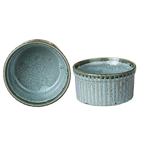 Caffeine Ceramic Handmade Green Crackle Studio Ramekins Bowl (Set of 2) - Image 1