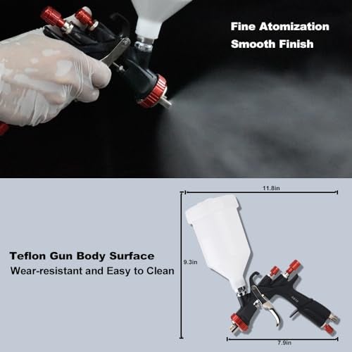 AEROPRO TOOLS R500 LVLP Air Spray Gun with 1.3/1.5/1.7mm Nozzles & Air Regulator, A610 Paint Guns Automotive, Car Paint Gun Sprayer, Paint Gun for House Painting, Car, Furniture, Varnish and Top Coat - Image 4