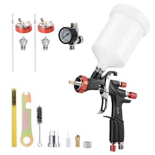 AEROPRO TOOLS R500 LVLP Air Spray Gun with 1.3/1.5/1.7mm Nozzles & Air Regulator, A610 Paint Guns Automotive, Car Paint Gun Sprayer, Paint Gun for House Painting, Car, Furniture, Varnish and Top Coat - Image 1