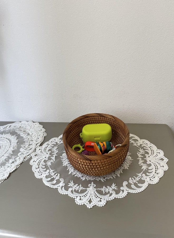 BUYSK 4 Pieces Retro Lace Placemats, Embroidered Cup Mats Table Mats, French Crochet Doilies, White (Bouquet in Oval) - Image 4